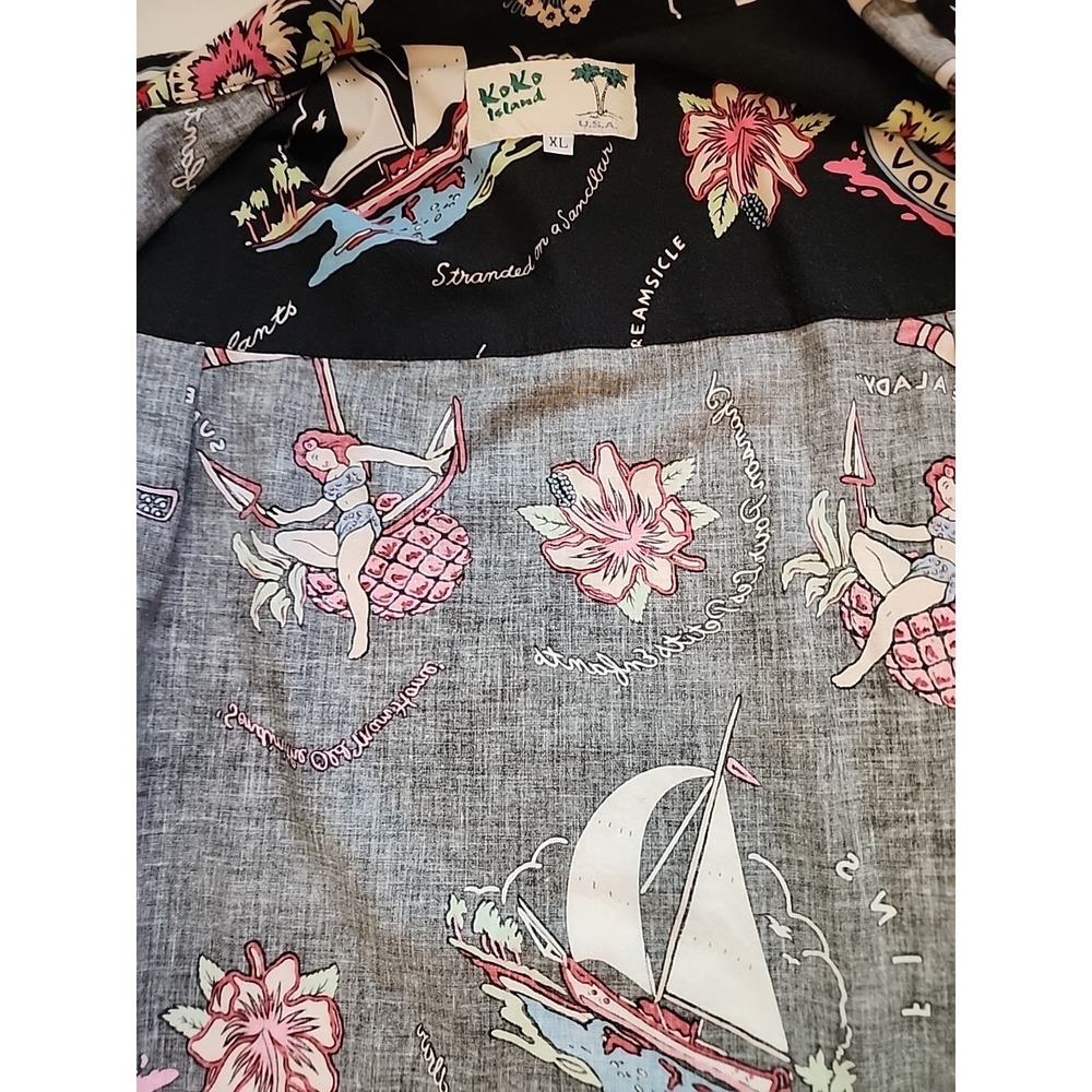 Vintage Koko Island Hawaiian Shirt Mens XL Jimmy Buffett Volcano AOP USA Made - Picture 14 of 15